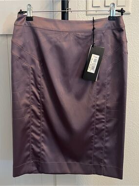 NWT Just Cavalli Satin Pencil Skirt in Plum Sz 42 (US 6)